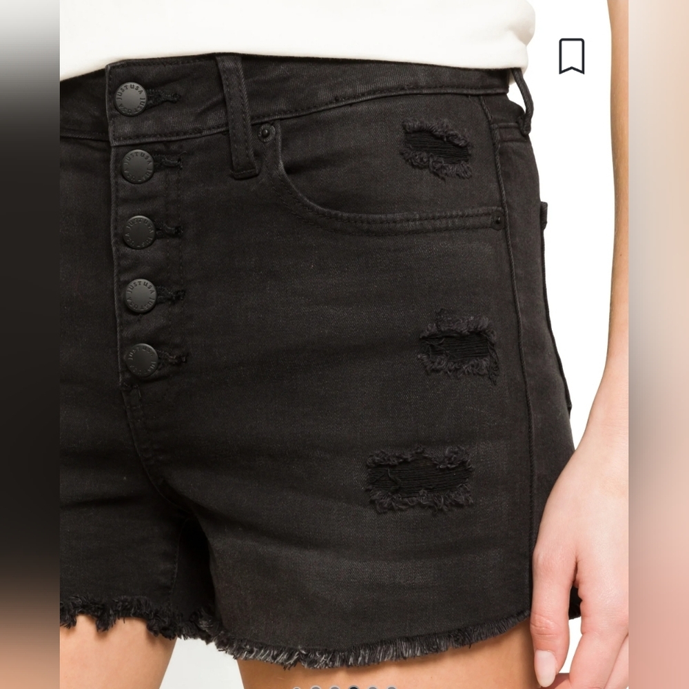 Distressed Black Denim Shorts Just USA Size 30